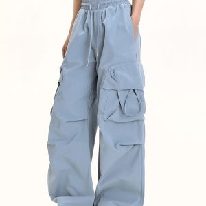 American Retro Dance Cargo Pants for Women - Summer Loose Casual Jazz Wide-Leg Pants in Draped Style