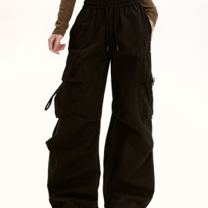 American Retro Dance Cargo Pants for Women - Summer Loose Casual Jazz Wide-Leg Pants in Draped Style