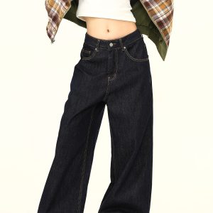 American Retro High-End Loose Wide-Leg Curved Knife Jeans - Unisex Versatile Straight-Leg Floor-Length Pants