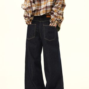 American Retro High-End Loose Wide-Leg Curved Knife Jeans - Unisex Versatile Straight-Leg Floor-Length Pants