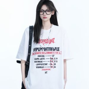 American Retro Loose Fit Round Neck Short Sleeve T-Shirt for Women – Trendy Mountain-Inspired Design