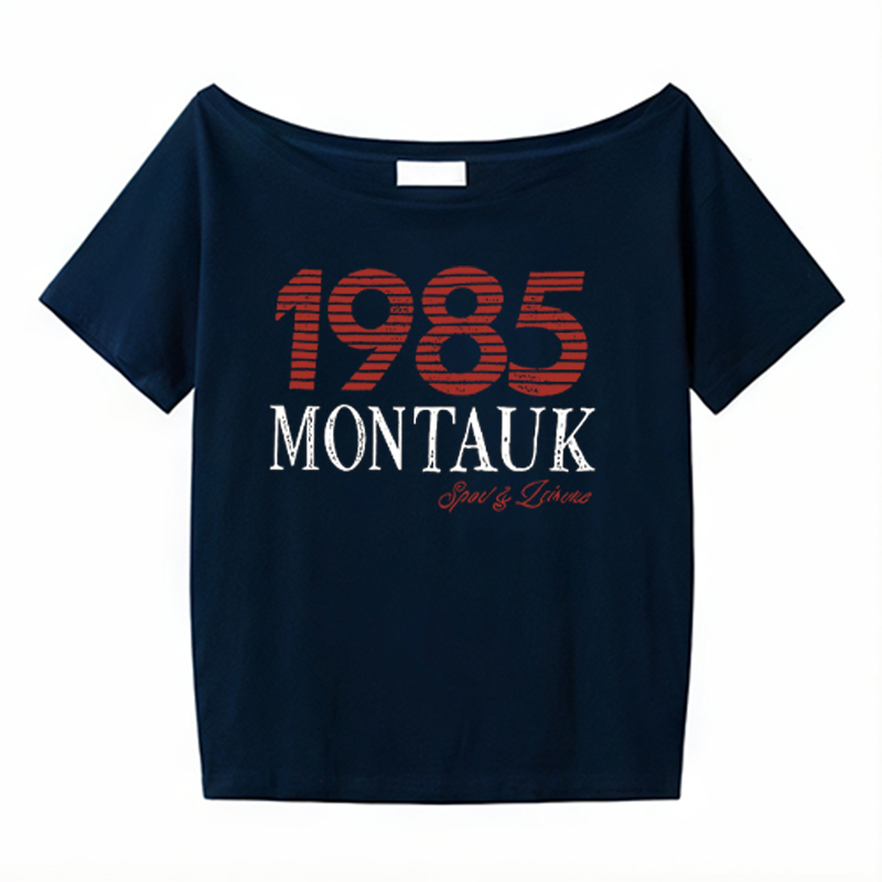 American Retro Off-Shoulder T-Shirt for Women, Summer Letter Print, Oversized Loose Short Sleeve, Trendy Y2K Shoulder-Baring Top American Retro Off-Shoulder T-Shirt for Women, Summer Letter Print, Oversized Loose Short Sleeve, Trendy Y2K Shoulder-Baring Top