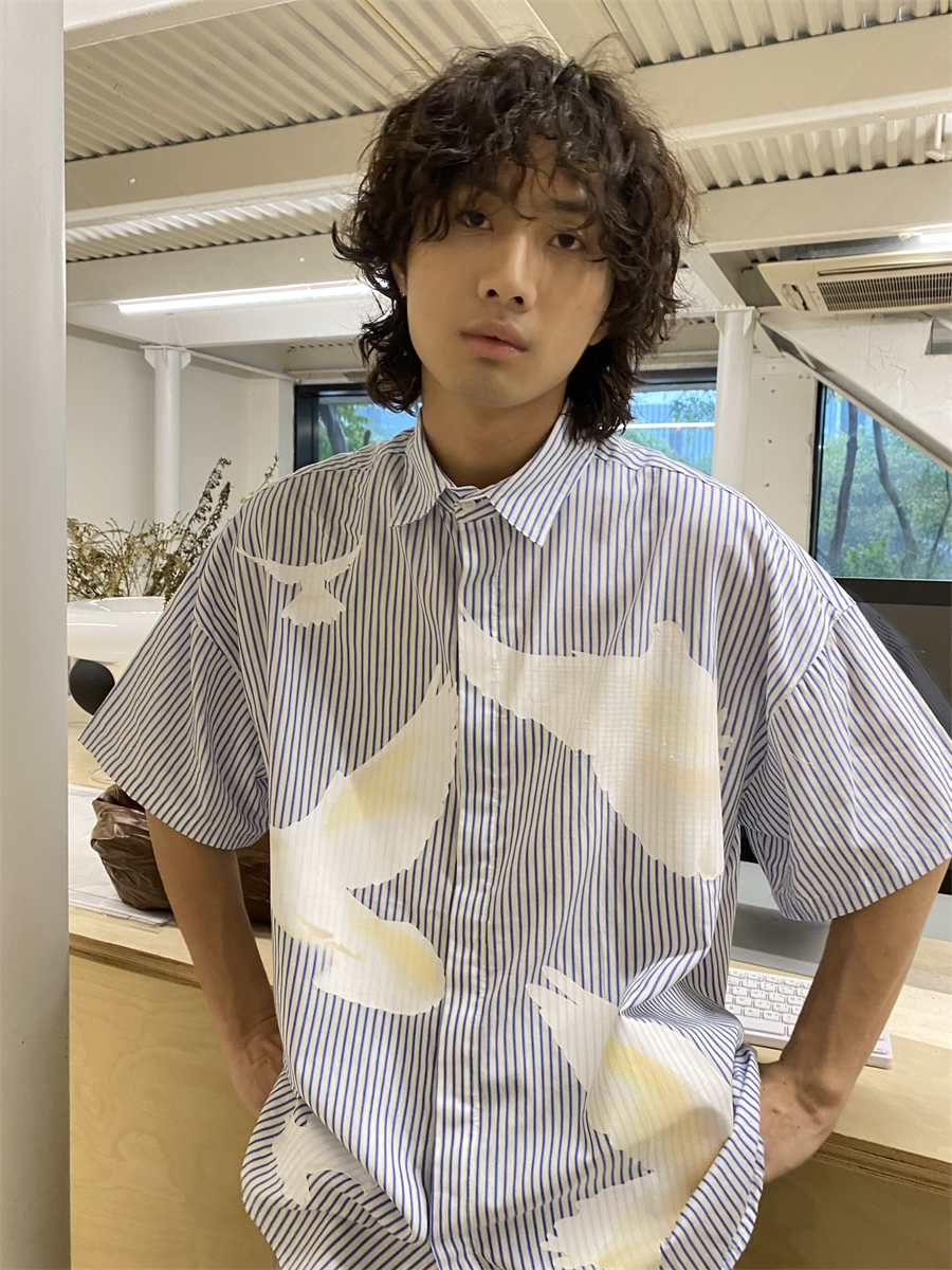 American Retro Pigeon Print Striped Short Sleeve Shirt for Men & Women - Summer Casual Loose Fit Trendy Top American Retro Pigeon Print Striped Short Sleeve Shirt for Men & Women - Summer Casual Loose Fit Trendy Top