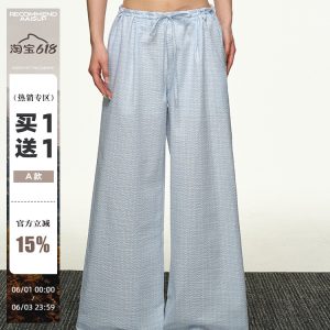 American Retro Plaid Wide-Leg Pants for Women - Summer Casual Loose Drape Drawstring Style