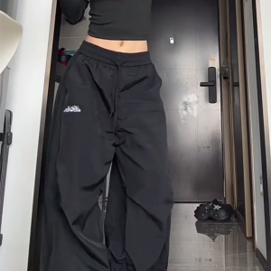 American Retro Pleated Wide-Leg Work Pants for Women - Casual Loose Drape Summer Style