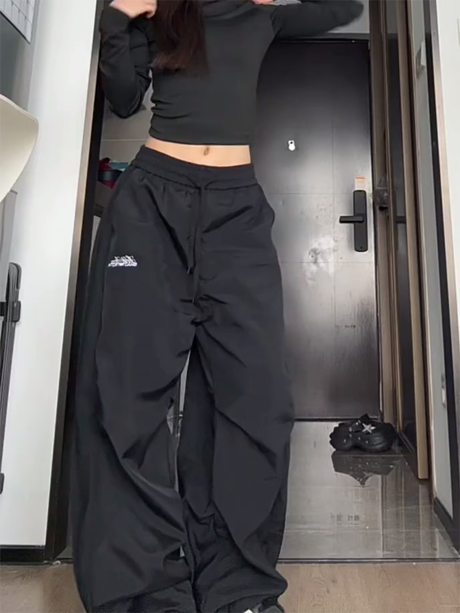 American Retro Pleated Wide-Leg Work Pants for Women - Casual Loose Drape Summer Style American Retro Pleated Wide-Leg Work Pants for Women - Casual Loose Drape Summer Style