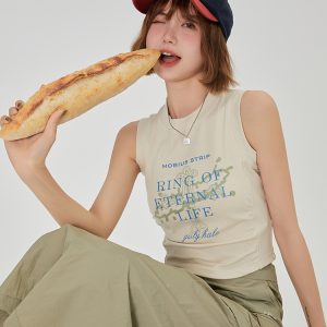 American Retro Printed Camisole for Women - Summer Spicy Short Top with Girly Vibe - Y2K Style