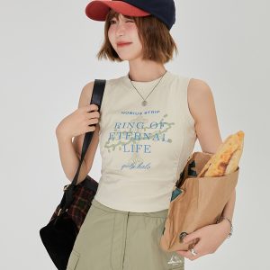 American Retro Printed Camisole for Women - Summer Spicy Short Top with Girly Vibe - Y2K Style