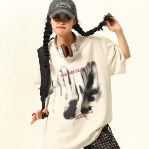 American Retro Printed Washed Short-Sleeve T-Shirt for Men and Women - Trendy Couple Top in Y2K Style