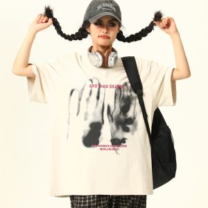 American Retro Printed Washed Short-Sleeve T-Shirt for Men and Women - Trendy Couple Top in Y2K Style