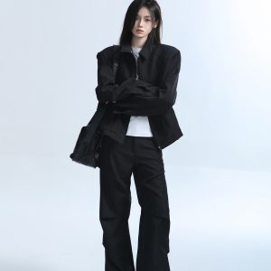 American Retro Punk Style Women's Zip-Up Short Jacket with Unique Design and Loose Fit