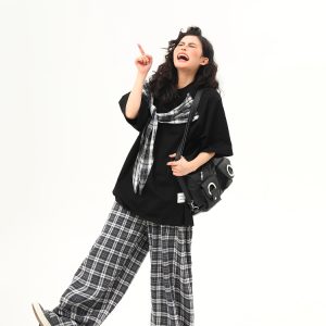 American Retro Short-Sleeve T-Shirt for Women - Wild A-Zi Shawl Design, Loose Fit, Summer Versatile Style