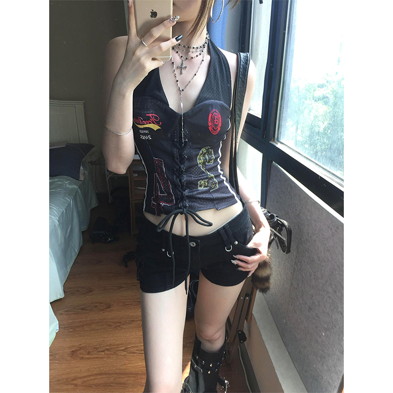 American Retro Spicy Girl Halter Top - Summer Asymmetrical Jersey Tank Top, Slim Fit Stylish Design