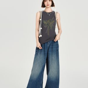 American Retro Spicy Girl Sleeveless T-Shirt Vest - Summer Slim Fit Fake Two-Piece Top for Women