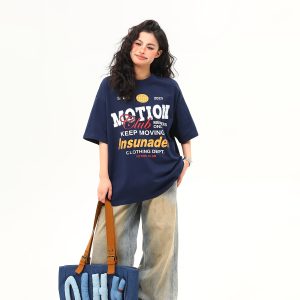 American Retro Sports Style Letter Print Short-Sleeve T-Shirt for Men and Women - Summer Versatile Couple Top