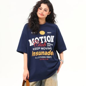 American Retro Sports Style Letter Print Short-Sleeve T-Shirt for Men and Women - Summer Versatile Couple Top