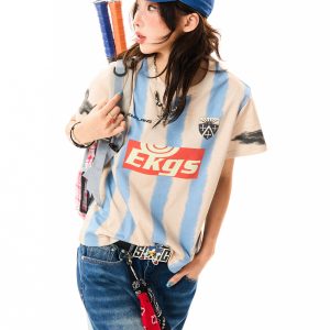 American Retro Sports Style Short-Sleeve T-Shirt for Women - Slim Fit Summer Top, Versatile 90s Inspired Fashion