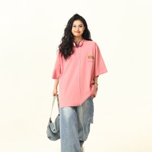 American Retro Street Scenery Printed Short-Sleeve T-Shirt for Men and Women - Loose Versatile Summer Couple Top