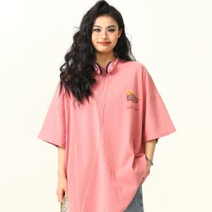 American Retro Street Scenery Printed Short-Sleeve T-Shirt for Men and Women - Loose Versatile Summer Couple Top