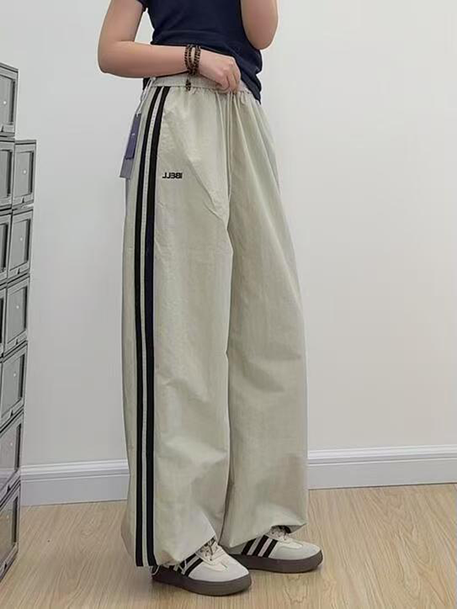 American Retro Striped Loose Work Pants for Women, High Street Casual Straight-Leg Cargo Trousers American Retro Striped Loose Work Pants for Women, High Street Casual Straight-Leg Cargo Trousers