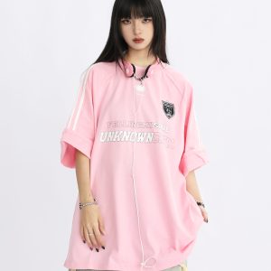 American Retro Striped Oversized Short-Sleeve T-Shirt for Women - Summer Trendy Couple Top, 90s Style, Casual Streetwear