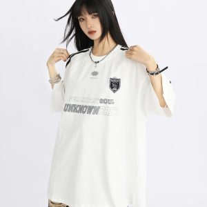 American Retro Striped Oversized Short-Sleeve T-Shirt for Women - Summer Trendy Couple Top, 90s Style, Casual Streetwear