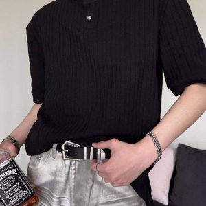 American Retro Textured Henley Short-Sleeve T-Shirt for Men and Women - Trendy Loose Fit Summer Top