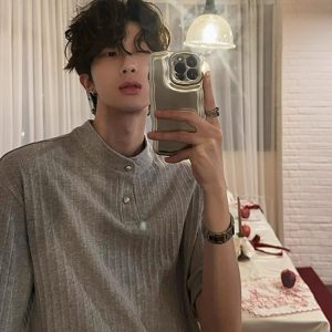 American Retro Textured Henley Short-Sleeve T-Shirt for Men and Women - Trendy Loose Fit Summer Top