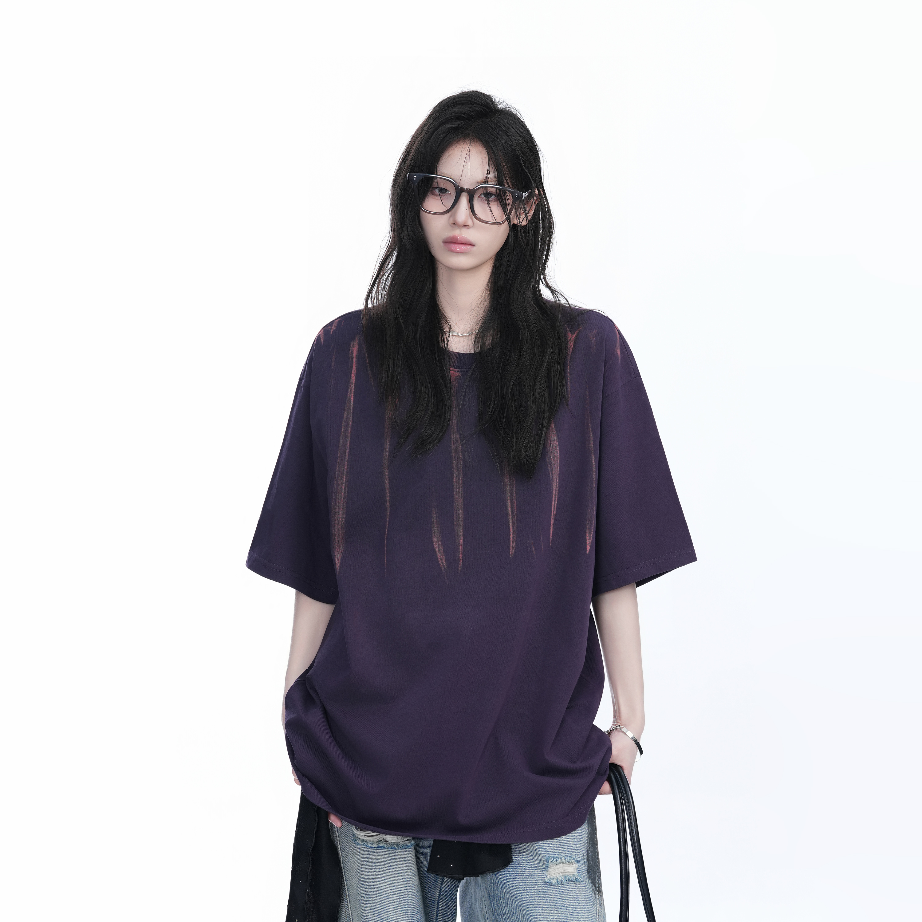 American Retro Tie-Dye Oversized Short Sleeve T-Shirt for Women - Trendy Round Neck Casual Top with Y2K Vibe American Retro Tie-Dye Oversized Short Sleeve T-Shirt for Women - Trendy Round Neck Casual Top with Y2K Vibe