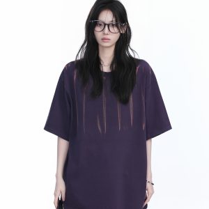 American Retro Tie-Dye Oversized Short Sleeve T-Shirt for Women - Trendy Round Neck Casual Top with Y2K Vibe