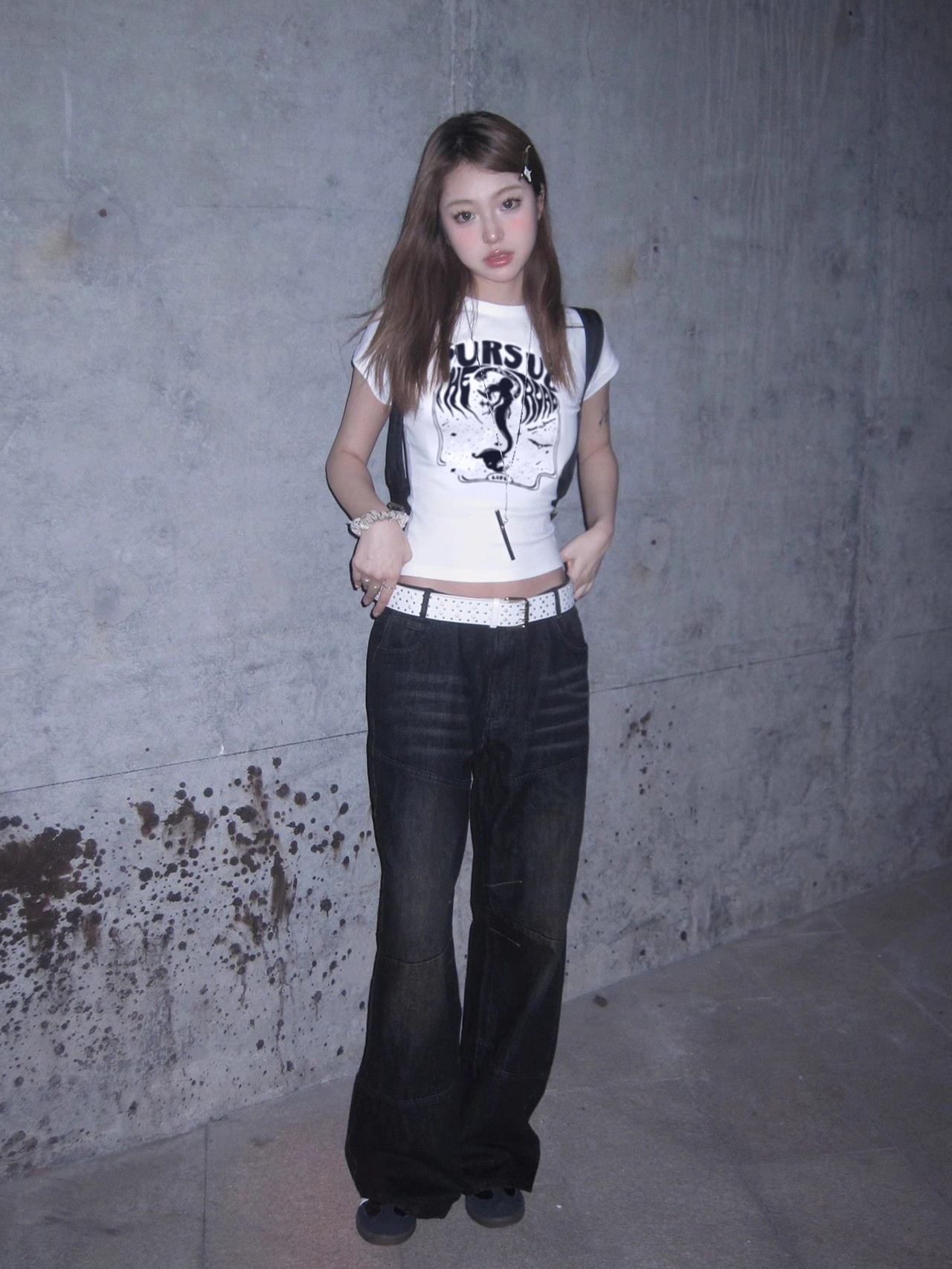 American Retro White Fitted T-Shirt for Women, Sexy Slim Fit Short Sleeve Top, Summer Street Style American Retro White Fitted T-Shirt for Women, Sexy Slim Fit Short Sleeve Top, Summer Street Style