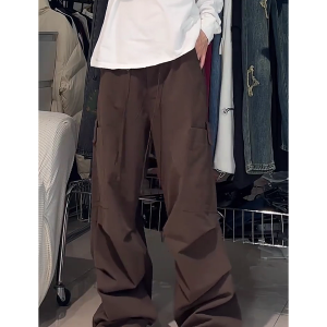 American Retro Wide-Leg Cargo Pants for Women - Loose Versatile Straight Casual Pants, 90s Jazz Dance Style