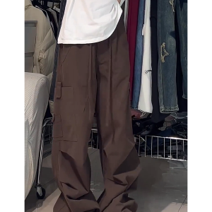 American Retro Wide-Leg Cargo Pants for Women - Loose Versatile Straight Casual Pants, 90s Jazz Dance Style