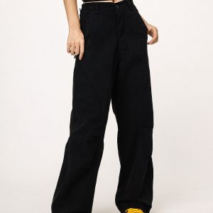 American-Style Black Straight-Leg Casual Pants for Women - Versatile Commuting Trousers - Cleanfit Long Pants