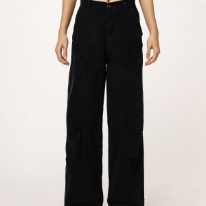 American-Style Black Straight-Leg Casual Pants for Women - Versatile Commuting Trousers - Cleanfit Long Pants