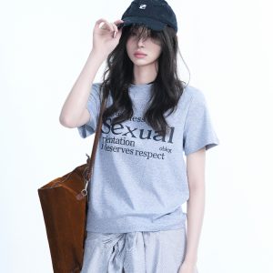 American Style Heavy-Duty Washed Gradient Short Sleeve T-Shirt for Women - Oversized Loose Fit Tee