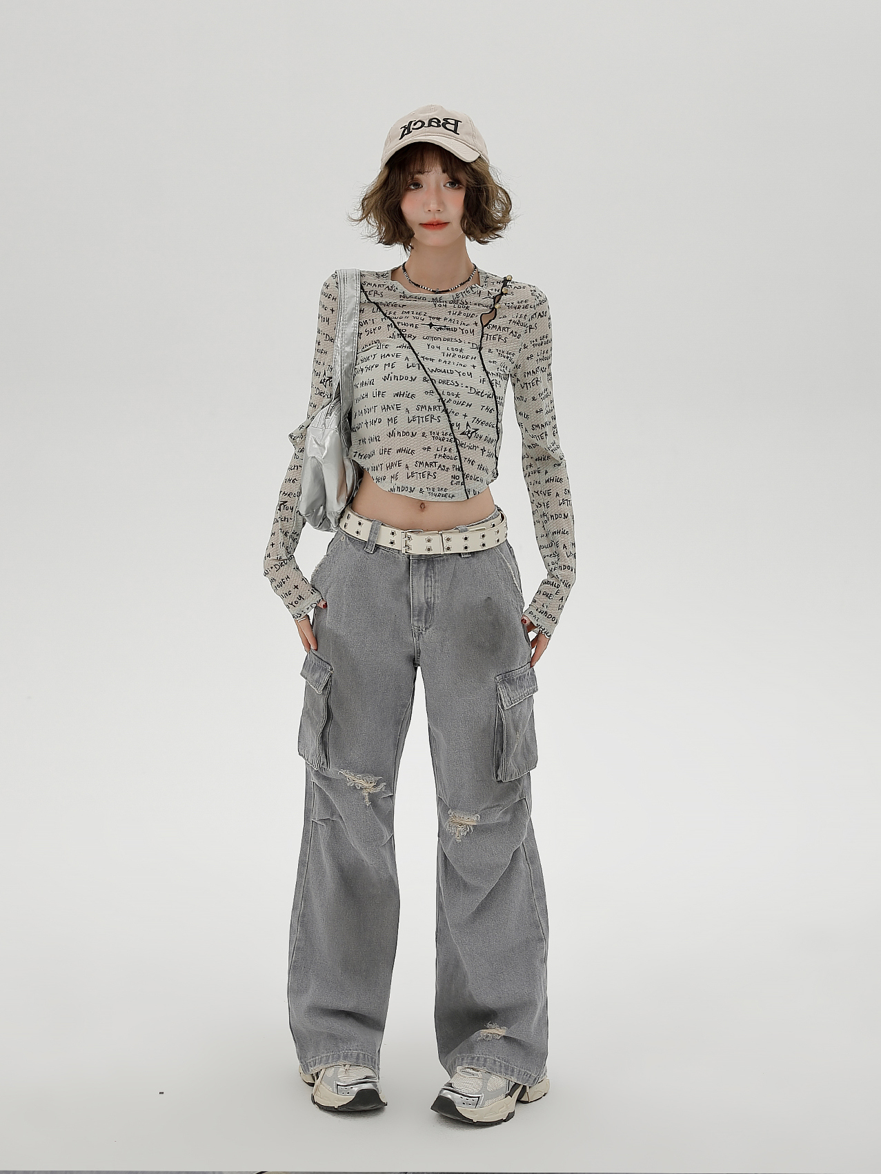 American-Style Long-Sleeve Cropped T-Shirt for Women - Sweet Cool Letter Print, Spicy Girl Fashion, 2024 Trendy Look American-Style Long-Sleeve Cropped T-Shirt for Women - Sweet Cool Letter Print, Spicy Girl Fashion, 2024 Trendy Look