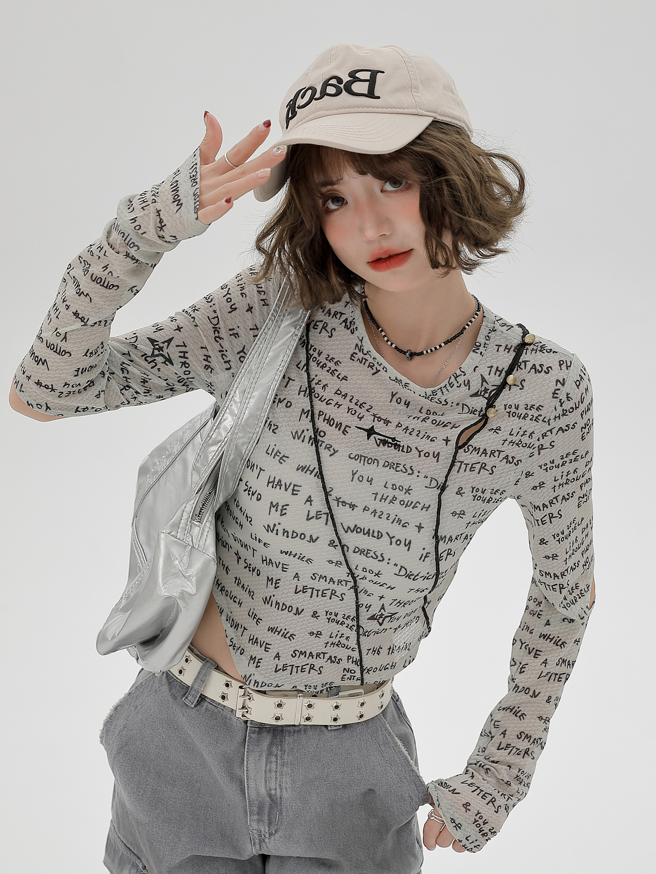 American-Style Long-Sleeve Cropped T-Shirt for Women - Sweet Cool Letter Print, Spicy Girl Fashion, 2024 Trendy Look American-Style Long-Sleeve Cropped T-Shirt for Women - Sweet Cool Letter Print, Spicy Girl Fashion, 2024 Trendy Look