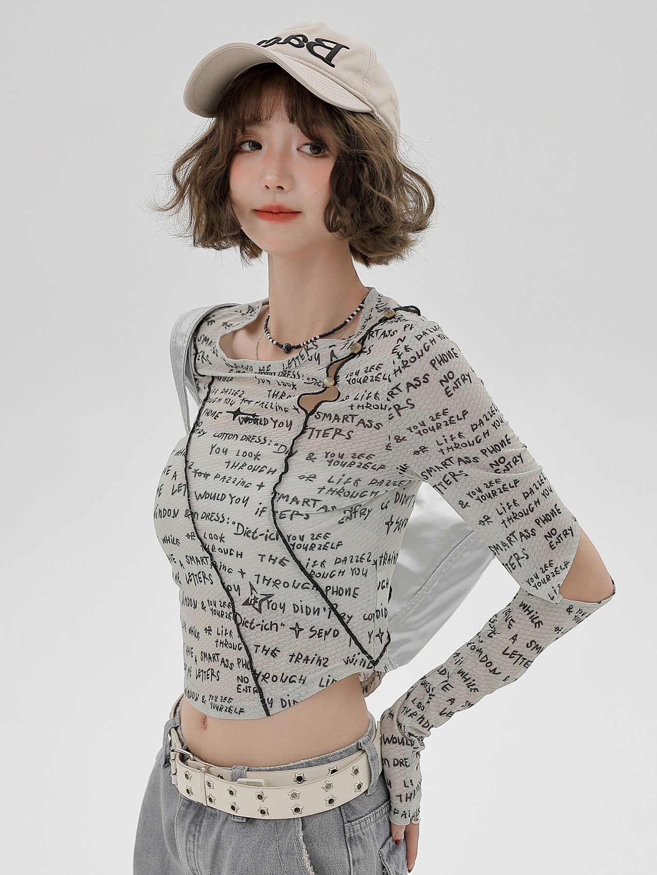 American-Style Long-Sleeve Cropped T-Shirt for Women - Sweet Cool Letter Print, Spicy Girl Fashion, 2024 Trendy Look American-Style Long-Sleeve Cropped T-Shirt for Women - Sweet Cool Letter Print, Spicy Girl Fashion, 2024 Trendy Look