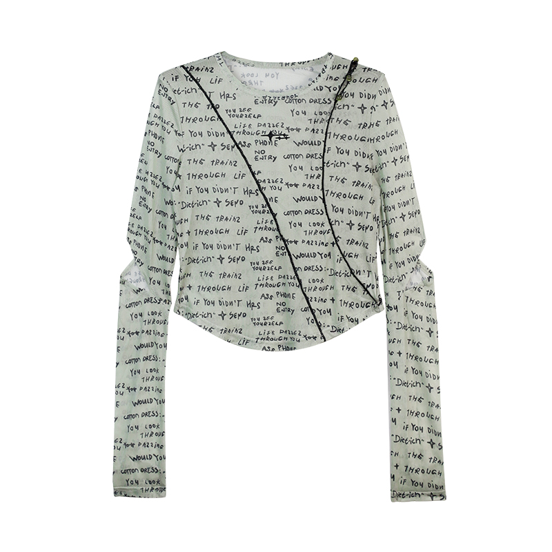 American-Style Long-Sleeve Cropped T-Shirt for Women - Sweet Cool Letter Print, Spicy Girl Fashion, 2024 Trendy Look American-Style Long-Sleeve Cropped T-Shirt for Women - Sweet Cool Letter Print, Spicy Girl Fashion, 2024 Trendy Look