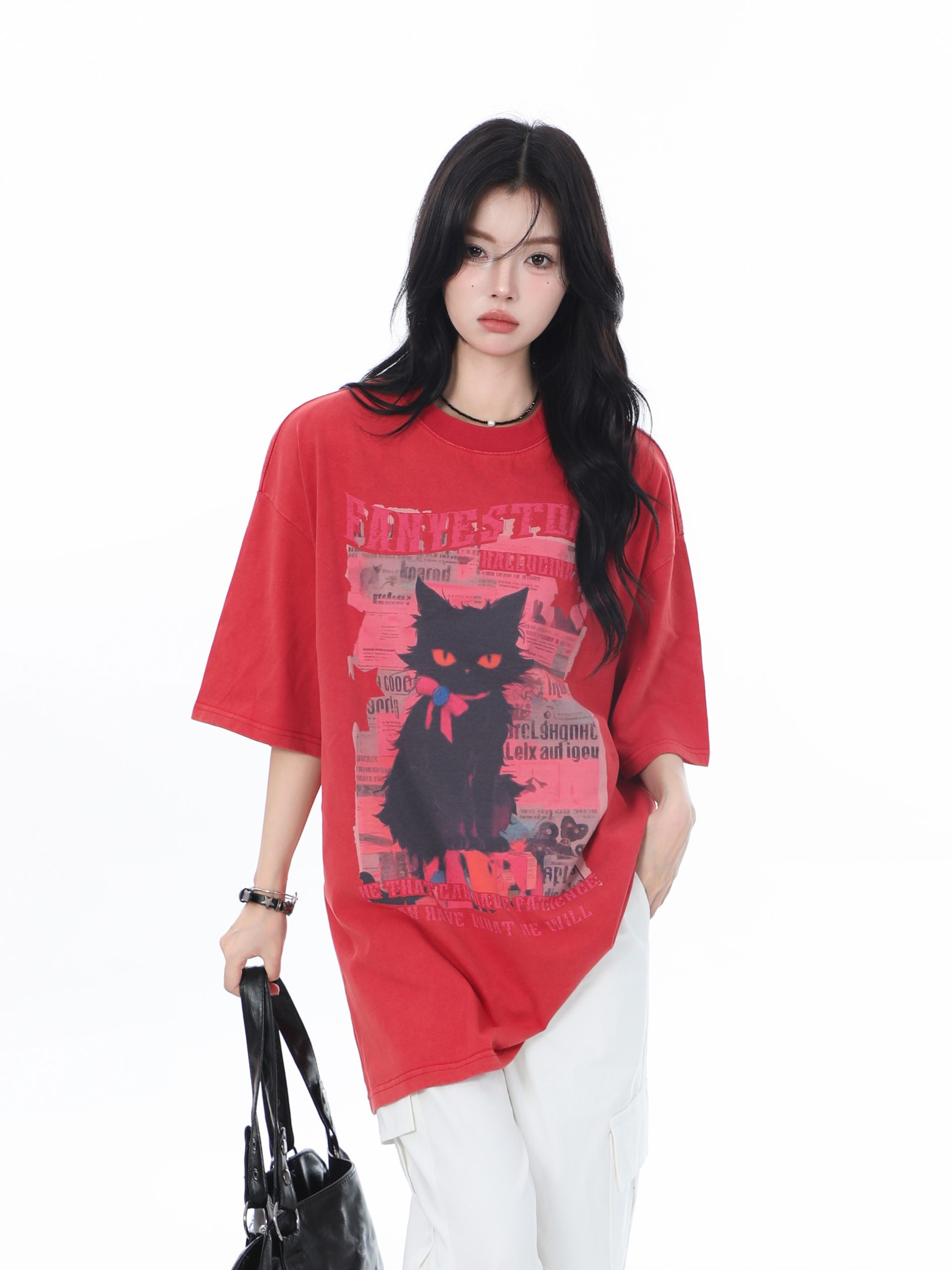 American-Style Oversized Heavy-Duty Washed Short Sleeve T-Shirt for Women - Summer Pure Cotton Loose Fit Trendy Top American-Style Oversized Heavy-Duty Washed Short Sleeve T-Shirt for Women - Summer Pure Cotton Loose Fit Trendy Top