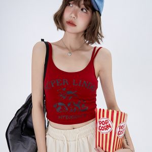American-Style Printed Camisole for Women - Summer 2023 Niche Design, Trendy Short Spicy Girl Top