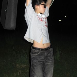 American Style Short Sleeve Rabbit Print Striped Shirt Jacket for Women - Summer Casual Couple Top, Trendy Niche Fashion