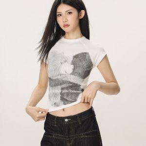 American Style Slim Fit Printed T-Shirt for Women - Beer Team Captain Summer Short Sleeve Top