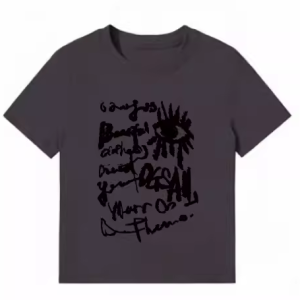 American Style Slim-Fit Short T-Shirt for Women - Summer Graffiti Print, Stretchy, Flattering Shoulder Top