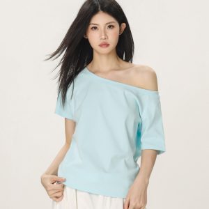 American Style Slouchy Loose Short Sleeve T-shirt for Women - Summer Off-Shoulder Casual Top, Beer Team Captain Design