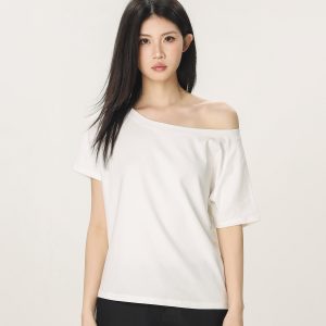 American Style Slouchy Loose Short Sleeve T-shirt for Women - Summer Off-Shoulder Casual Top, Beer Team Captain Design