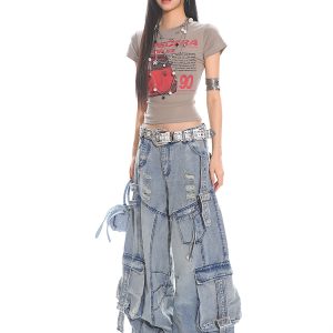 American Vintage Car Print Women's Summer Slim Fit Short Sleeve T-Shirt - High Elastic, Comfortable, Retro Style