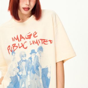 American Vintage Character Print Short Sleeve T-Shirt for Women - Casual Loose Summer Top, Retro 90s Style