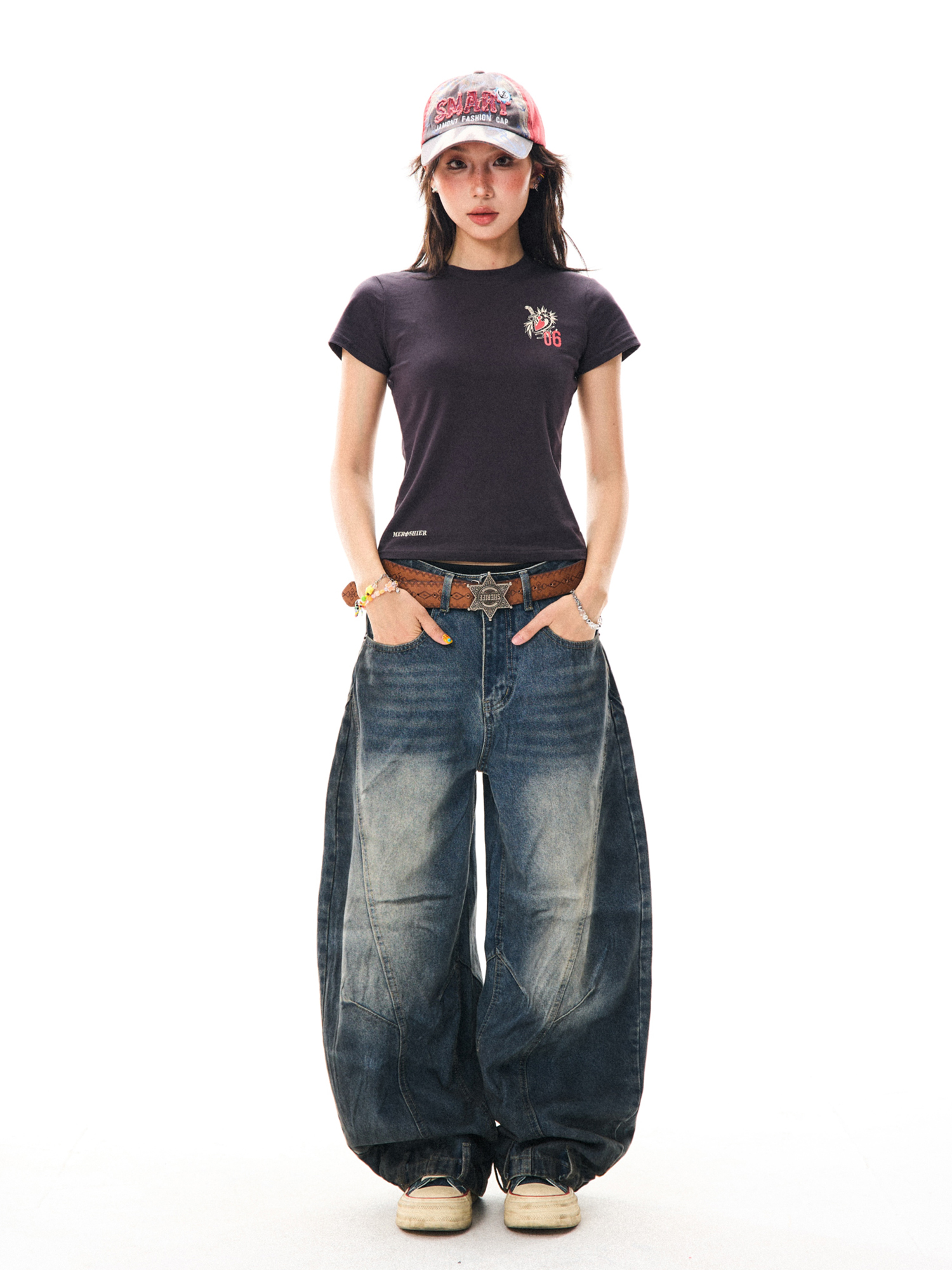 American Vintage Contrast Stitch Deconstructed Denim Pants for Women - Stylish Casual Wide-Leg Trousers, Y2K Fashion, Versatile Fit American Vintage Contrast Stitch Deconstructed Denim Pants for Women - Stylish Casual Wide-Leg Trousers, Y2K Fashion, Versatile Fit